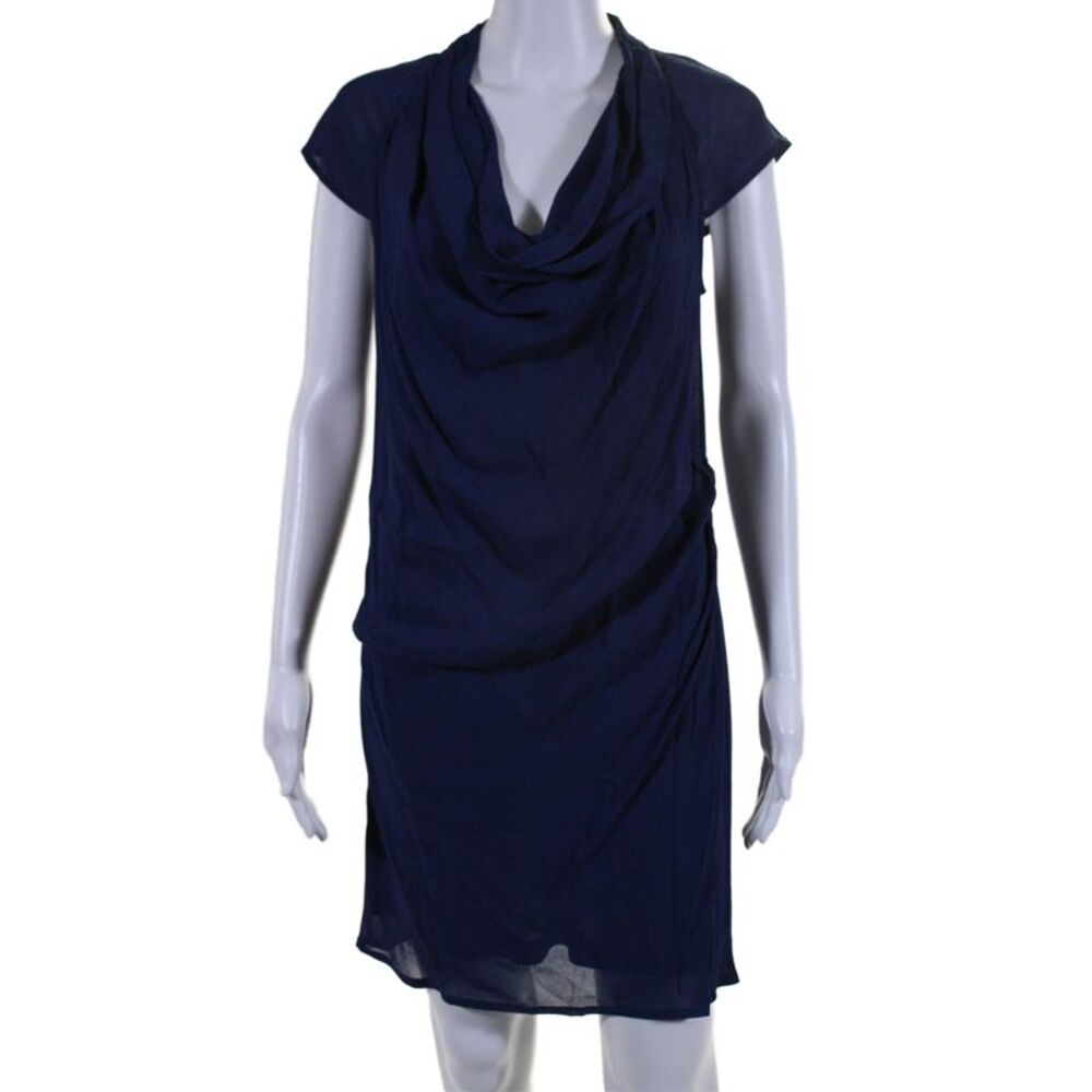 COOP Women's Cowl Neck Sleeveless Rouge Mini Dress Navy Blue Size S